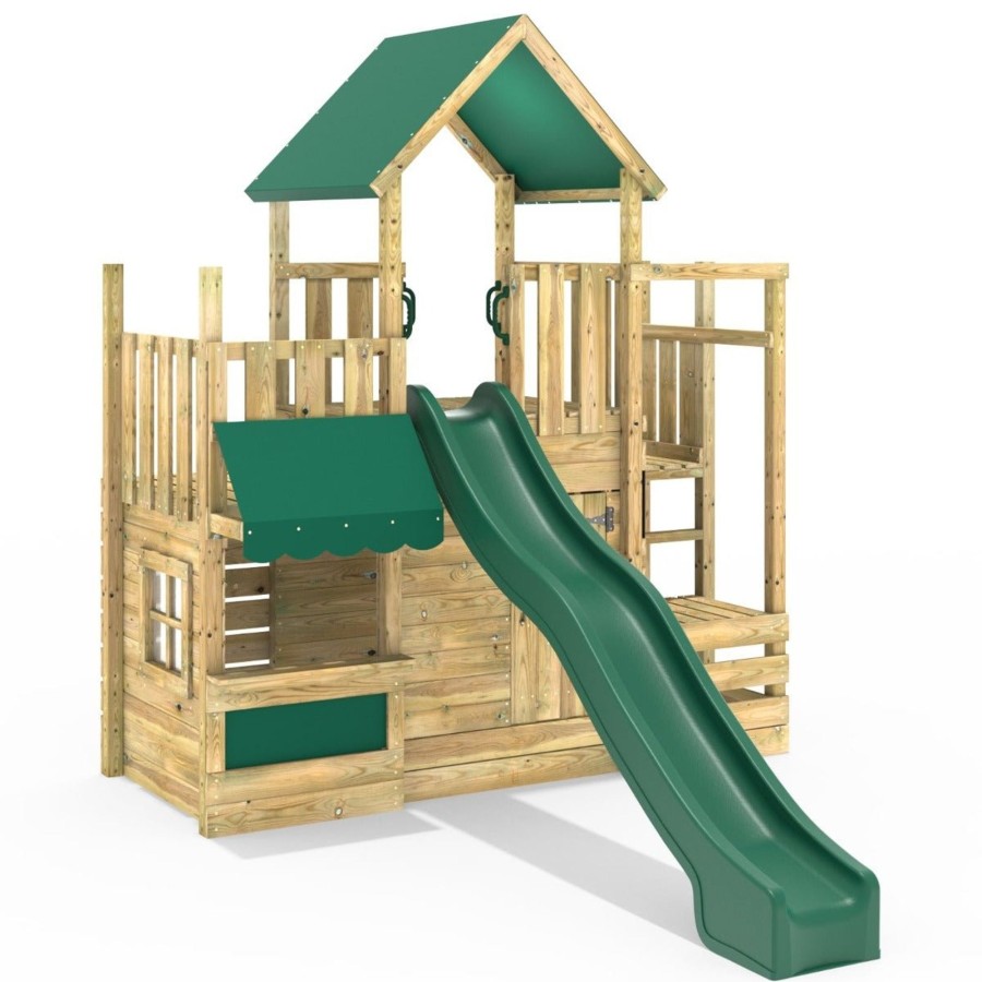 Climbing Frames OutdoorToys Climbing Frames With Rock Walls | Rebo Modular Wooden Climbing Frame Adventure Playset - M22 Shop & Den