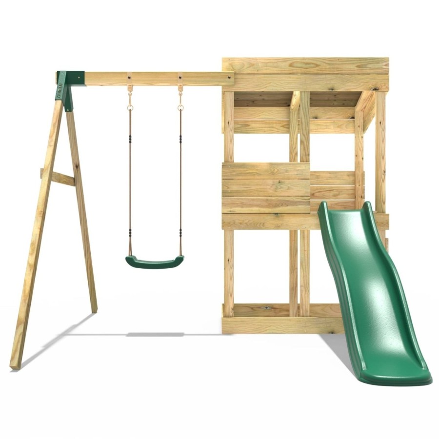 Playhouses OutdoorToys Playhouses With Slides And Swings | Rebo Wooden Lookout Tower Playhouse With 6Ft Slide & Swing - Arches