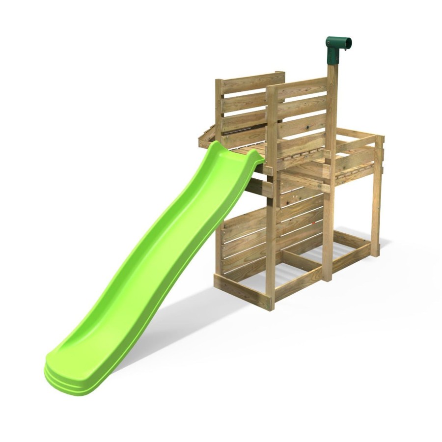 Swings OutdoorToys Swing Accessories | Rebo Deluxe Add On Activity Platform & 8Ft Slide For Wooden Swing Sets - Light Green