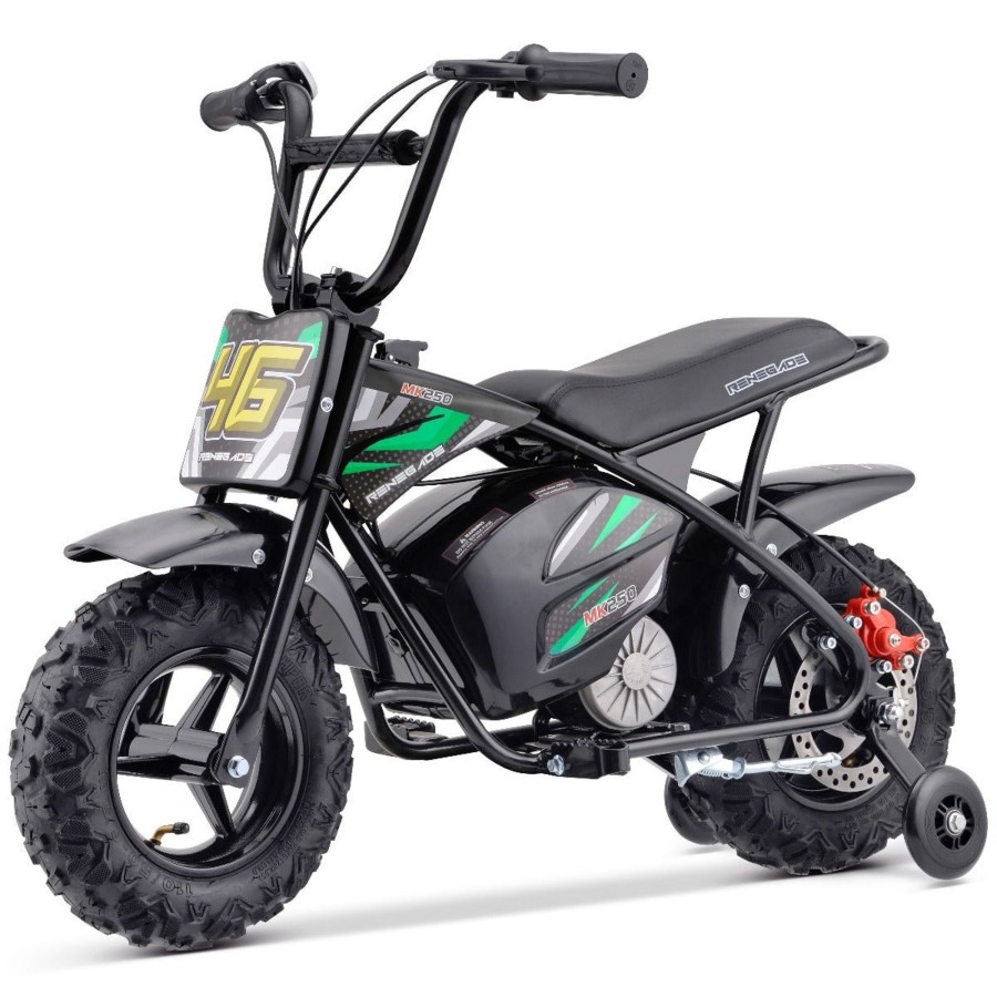 Ride On Toys OutdoorToys Kids Electric Motorbikes | New Edition Renegade Mk250 Kids 24V Electric Dirt Bike - Green