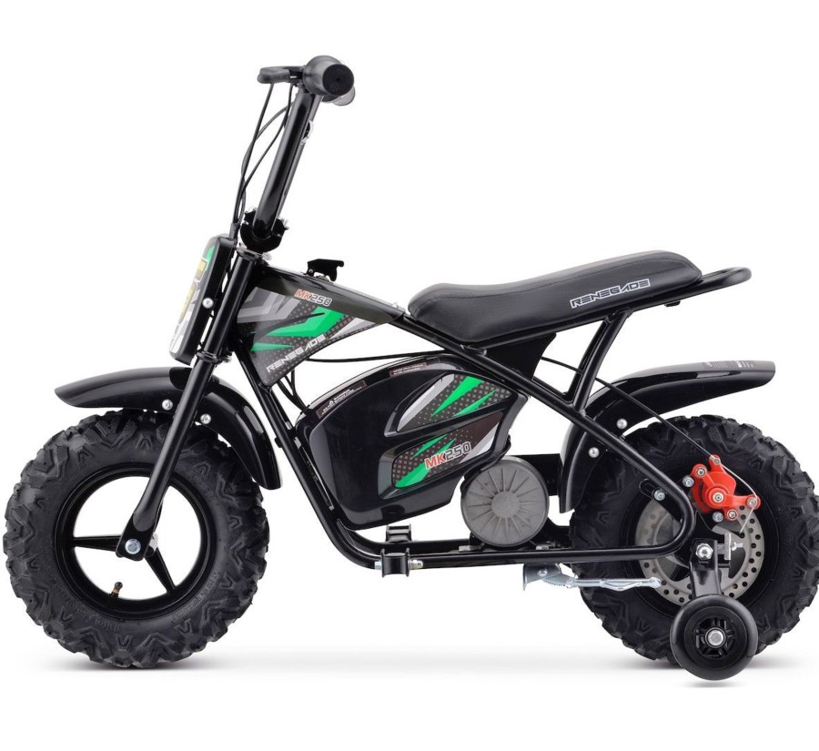 Ride On Toys OutdoorToys Kids Electric Motorbikes | New Edition Renegade Mk250 Kids 24V Electric Dirt Bike - Green