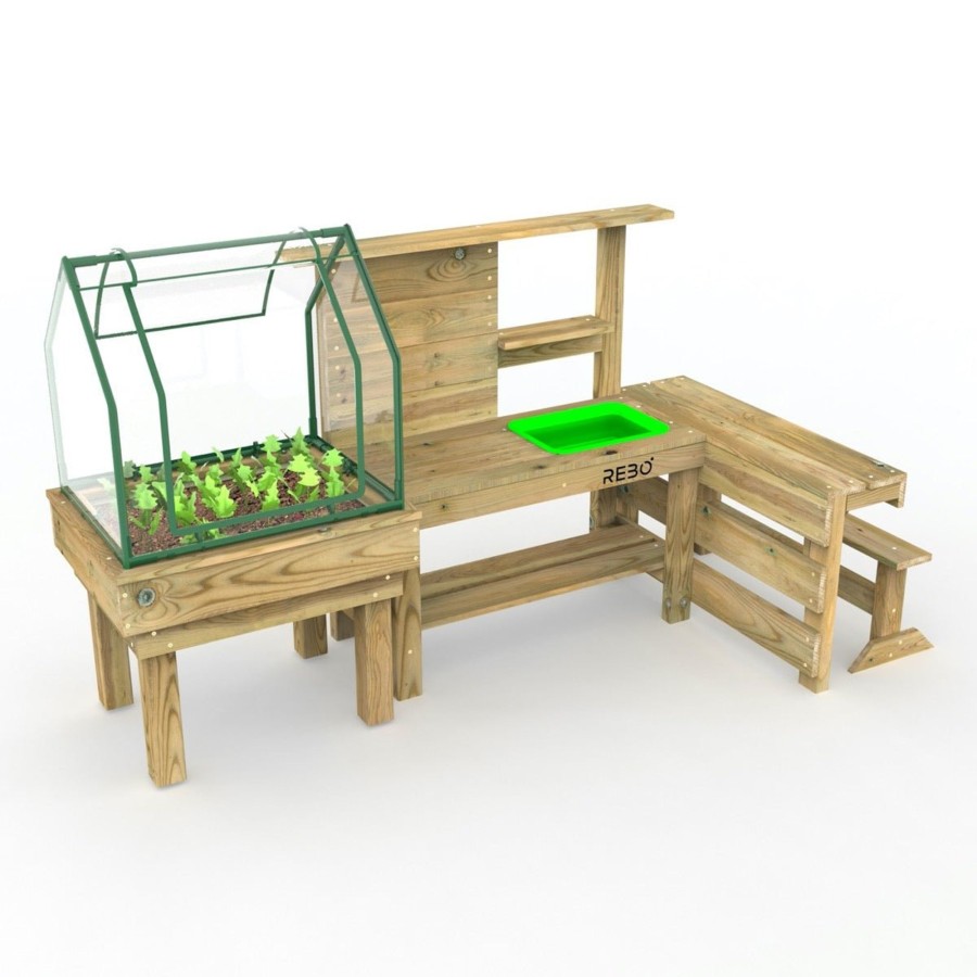 Garden Toys OutdoorToys Baby Toys | Rebo Kitchen Garden Kids Potting Table And Mini Greenhouse Single