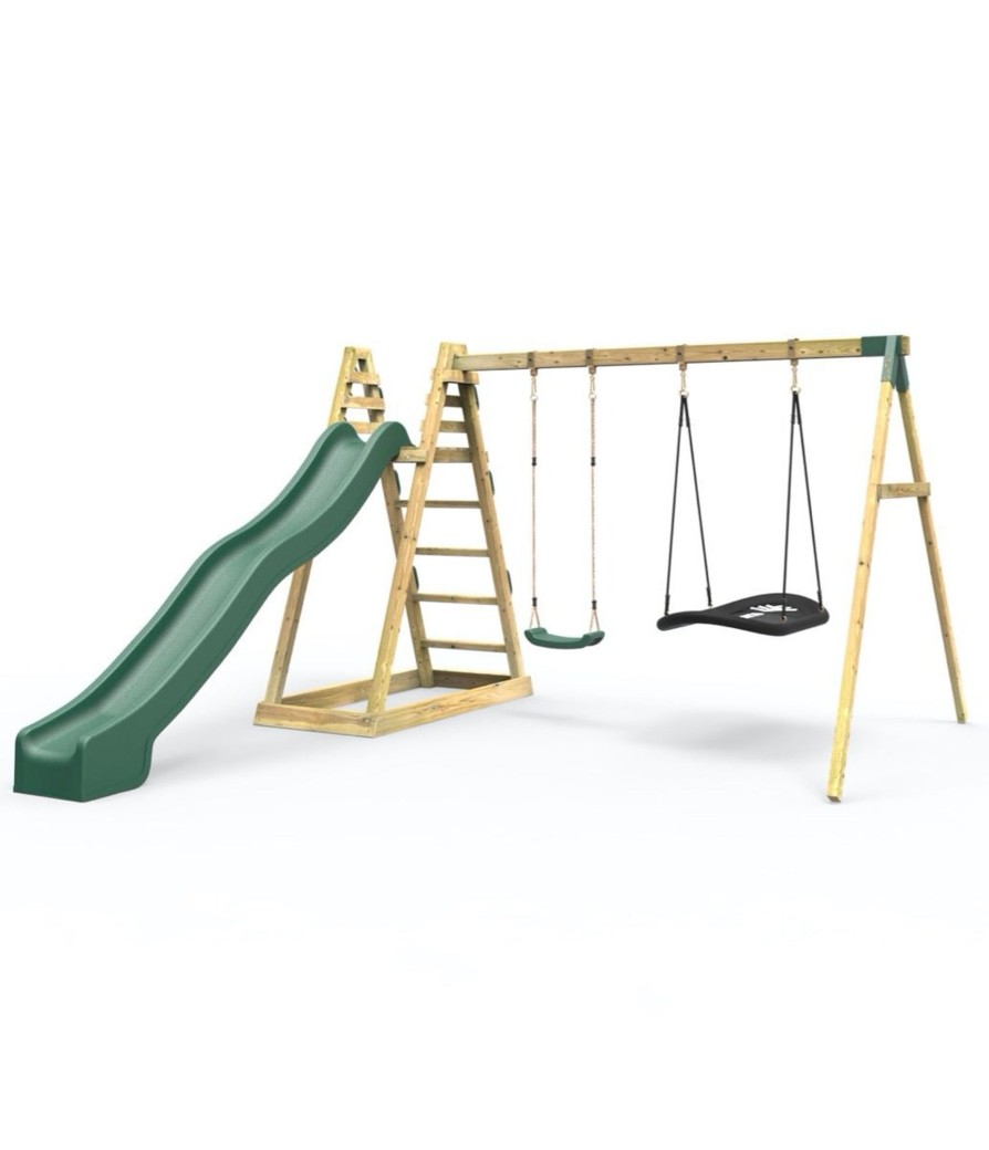 Climbing Frames OutdoorToys Pyramid Climbing Frames | Rebo Wooden Pyramid Activity Frame With Swings & 10Ft Water Slide - Horseshoe