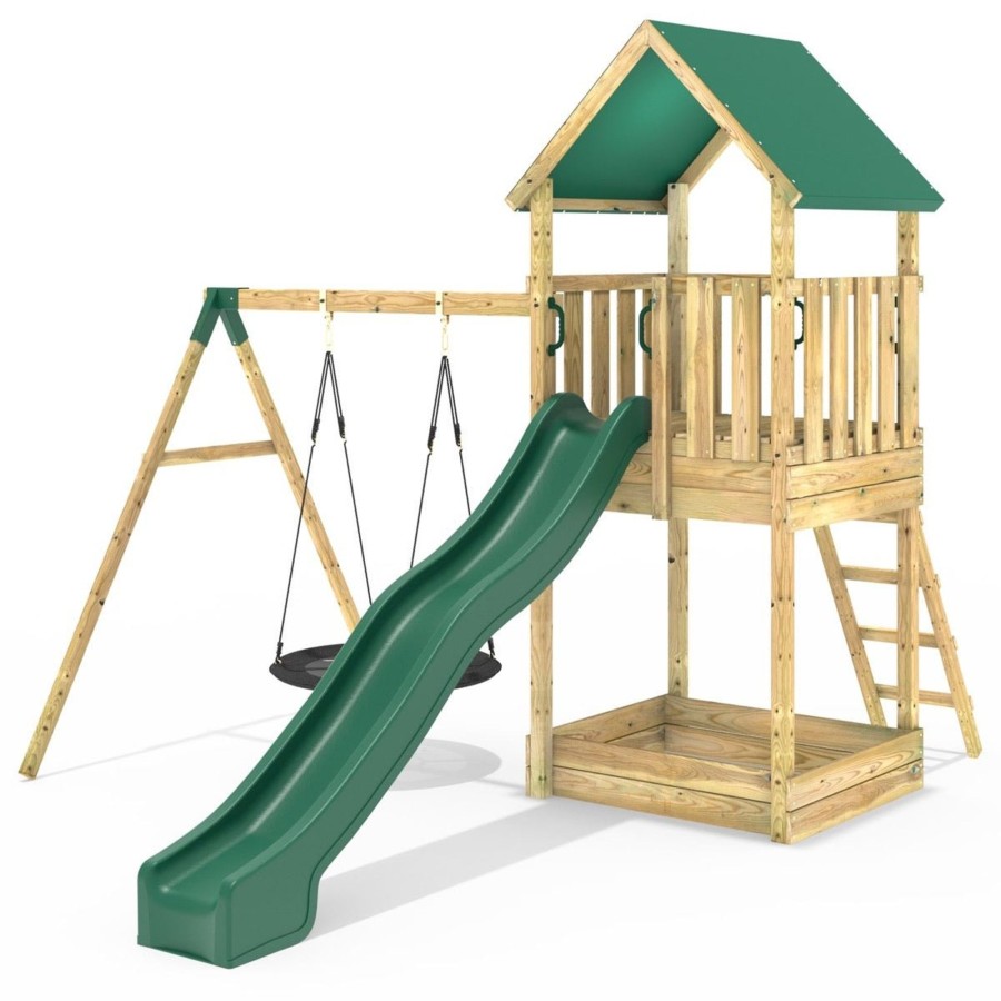 Climbing Frames OutdoorToys Climbing Frames With Swings | Rebo Modular Wooden Climbing Frame Adventure Playset - Swing Charnwood