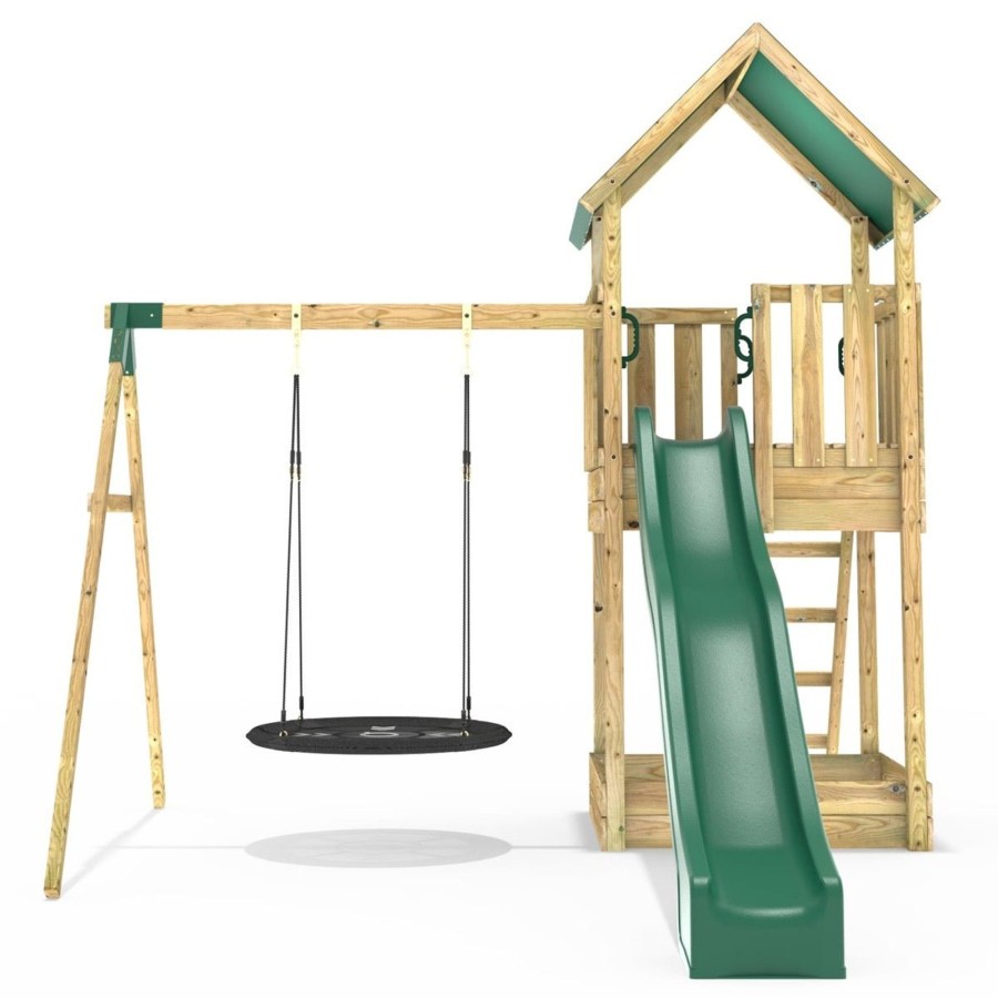 Climbing Frames OutdoorToys Climbing Frames With Swings | Rebo Modular Wooden Climbing Frame Adventure Playset - Swing Charnwood