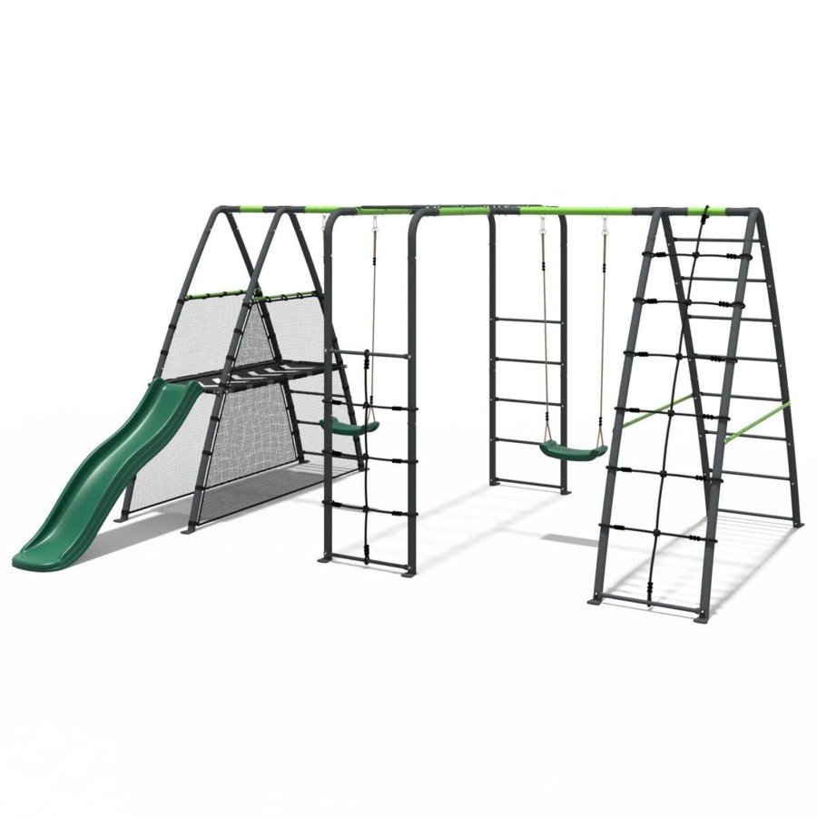 Swings OutdoorToys Metal Swing Sets | Rebo Steel Series Metal Swing Maximum Play Set - Standard Swings Green