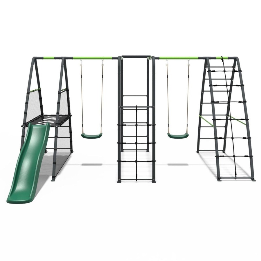 Swings OutdoorToys Metal Swing Sets | Rebo Steel Series Metal Swing Maximum Play Set - Standard Swings Green