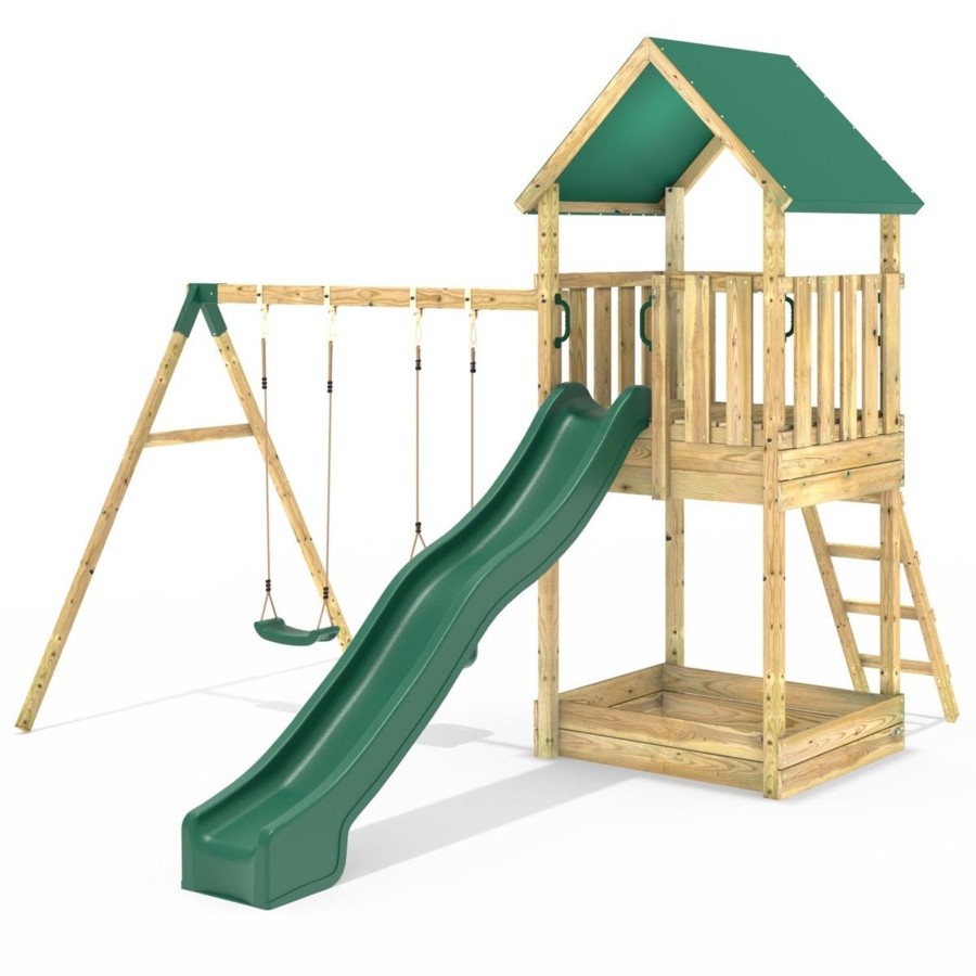 Climbing Frames OutdoorToys Climbing Frames With Swings | Rebo Modular Wooden Climbing Frame Adventure Playset - Swing Haldon