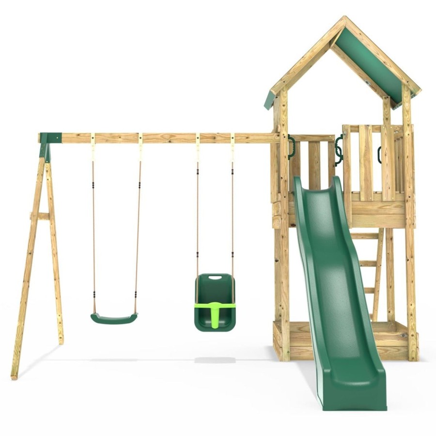 Climbing Frames OutdoorToys Climbing Frames With Swings | Rebo Modular Wooden Climbing Frame Adventure Playset - Swing Haldon