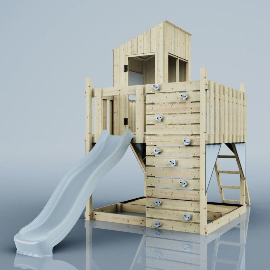 Climbing Frames OutdoorToys Climbing Frames With Rock Walls | Polarplay Kids Scandinavian Style Climbing Platform & Playhouse - Fiske Mist