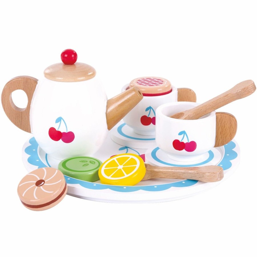 Garden Toys OutdoorToys Baby Toys | Cherry Tea Set Non-Toxic Wooden Pretend Game For Imaginative Play