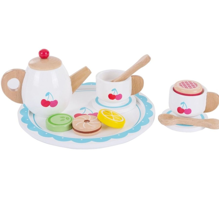 Garden Toys OutdoorToys Baby Toys | Cherry Tea Set Non-Toxic Wooden Pretend Game For Imaginative Play