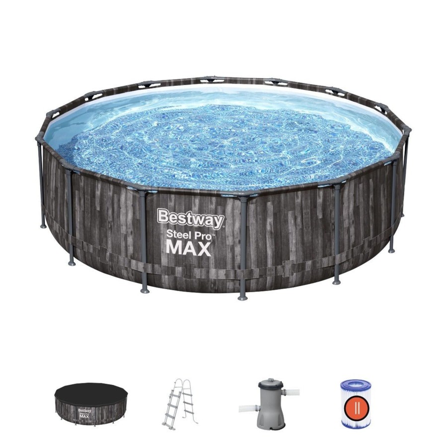 Swimming Pools OutdoorToys Steel Frame Pools | Bestway 14Ft X 42In Steel Pro Max Pool Set Above Ground Swimming Pool (13,030L) - Bw5614Z