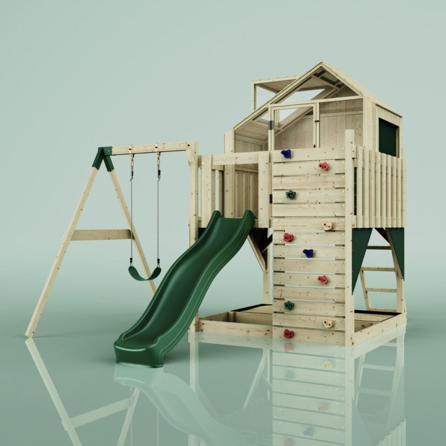 Playhouses OutdoorToys Playhouses With Slides And Swings | Polarplay Kids Climbing Tower & Playhouse - Swing Brenna Green