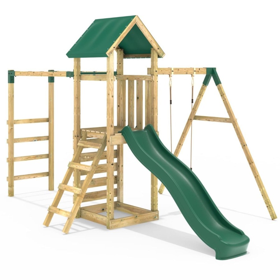 Climbing Frames OutdoorToys Climbing Frames With Swings | Rebo Adventure Wooden Climbing Frame With Monkey Bar, Swings & Slide - Arvon