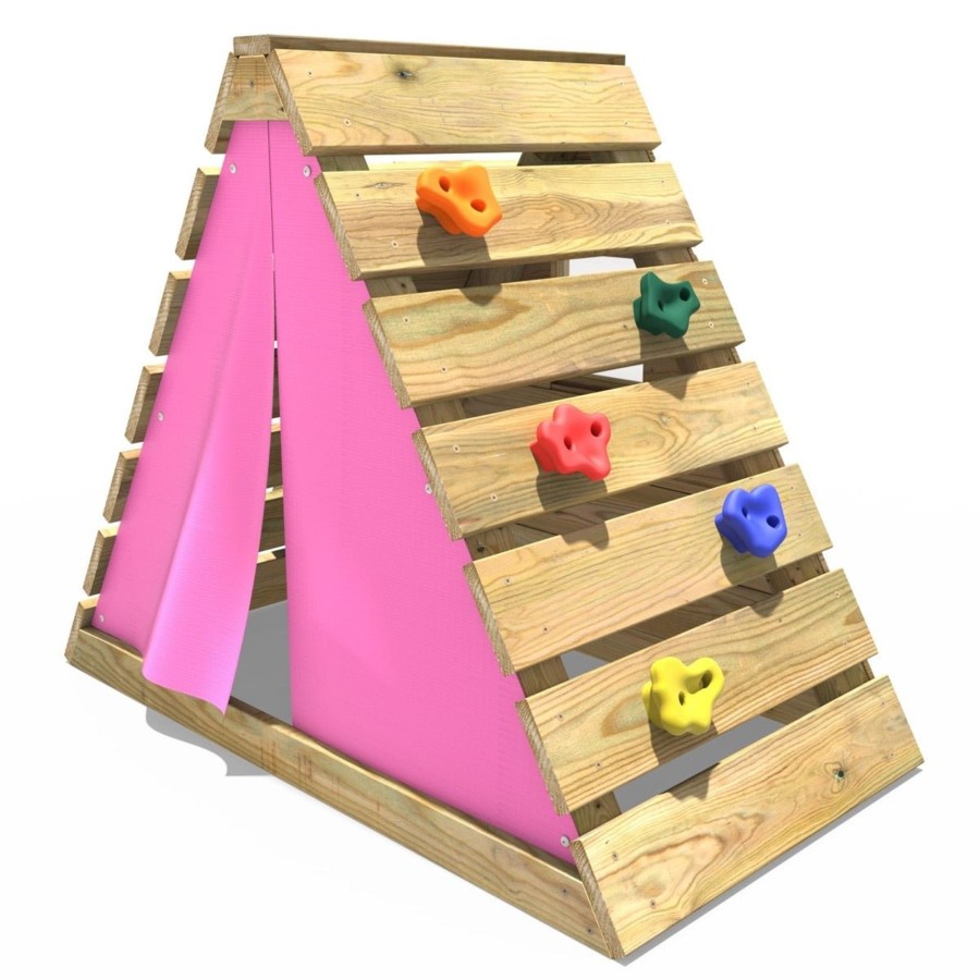 Climbing Frames OutdoorToys Pyramid Climbing Frames | Rebo Mini Wooden Climbing Pyramid Adventure Playset - Pink