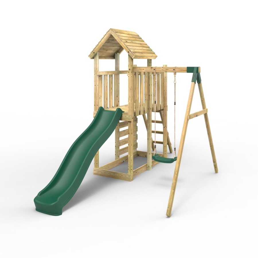 Climbing Frames OutdoorToys Climbing Frames With Rock Walls | Rebo Extended Tower Wooden Climbing Frame With Swings & Slide - Rushmore