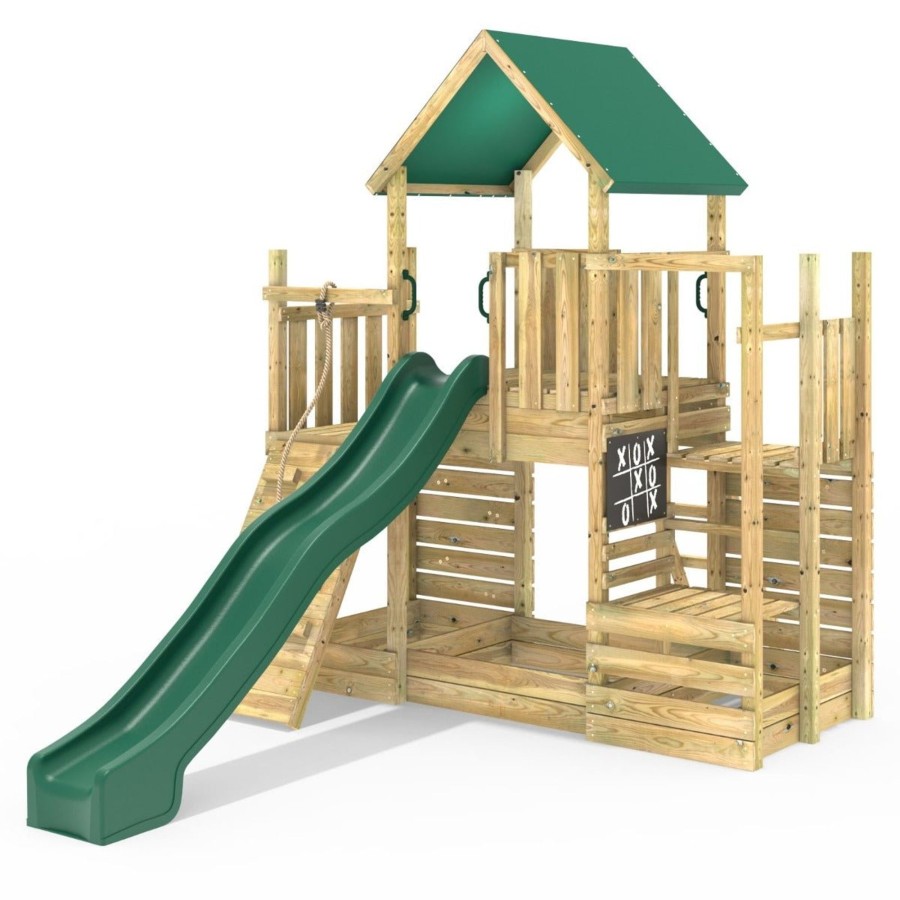 Climbing Frames OutdoorToys Climbing Frames With Rock Walls | Rebo Modular Wooden Climbing Frame Adventure Playset - M21 With Ramp