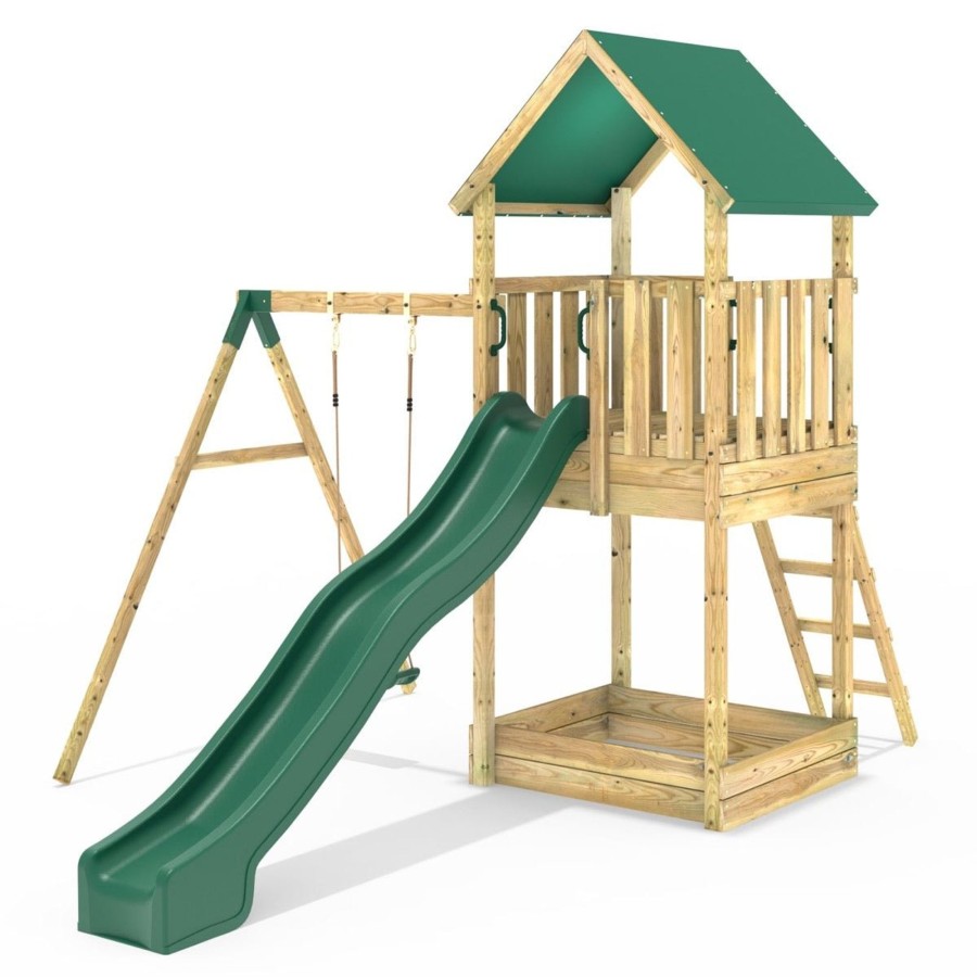 Climbing Frames OutdoorToys Climbing Frames With Swings | Rebo Modular Wooden Climbing Frame Adventure Playset - Swing Wychwood