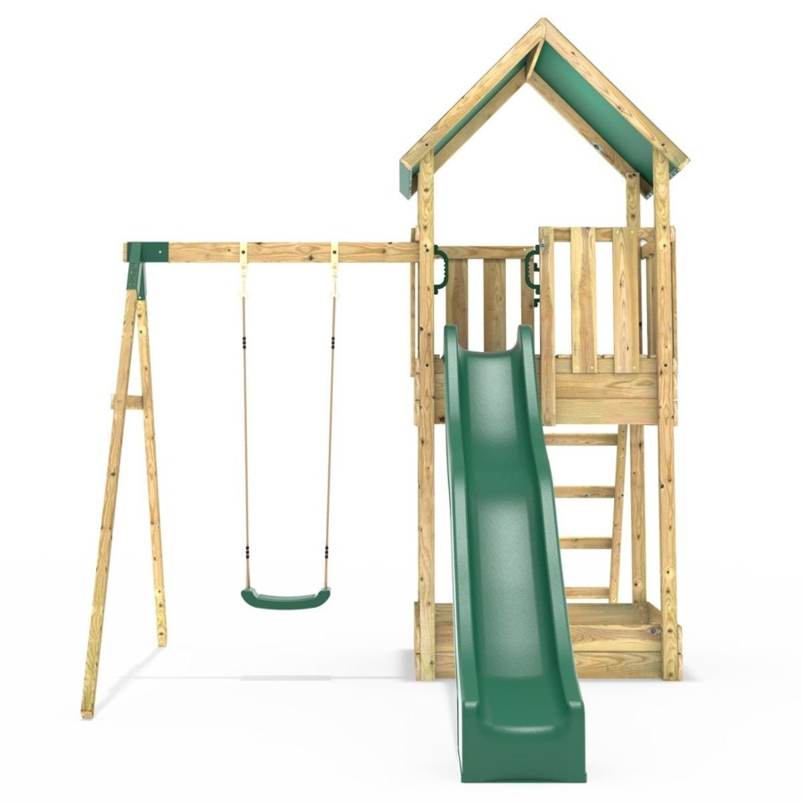 Climbing Frames OutdoorToys Climbing Frames With Swings | Rebo Modular Wooden Climbing Frame Adventure Playset - Swing Wychwood