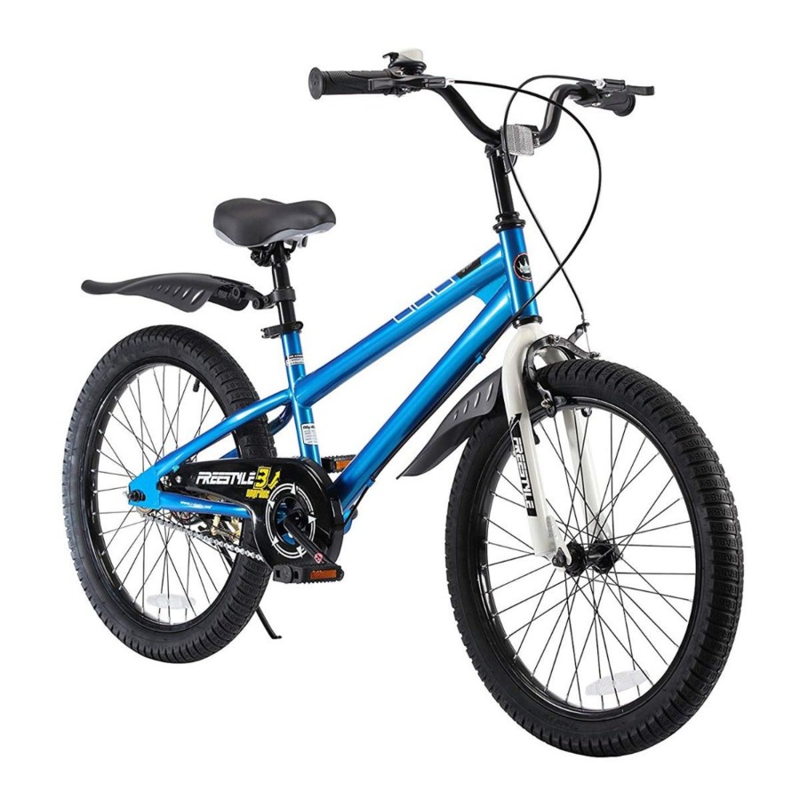 Ride On Toys OutdoorToys Kids Bikes | Royalbaby Freestyle 20" Unisex Kids Bike With Stabilisers Blue