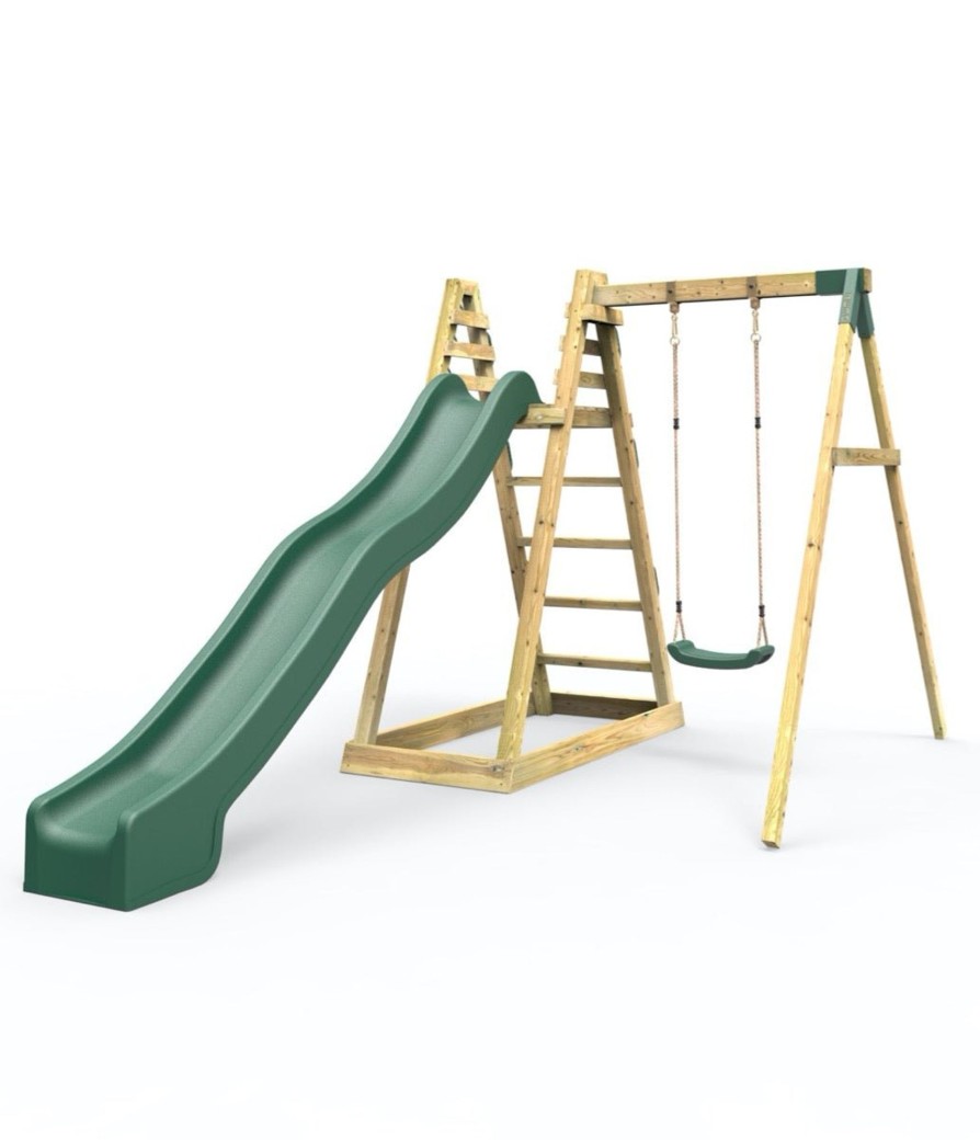 Climbing Frames OutdoorToys Pyramid Climbing Frames | Rebo Wooden Pyramid Activity Frame With Swings & 10Ft Water Slide - Angel