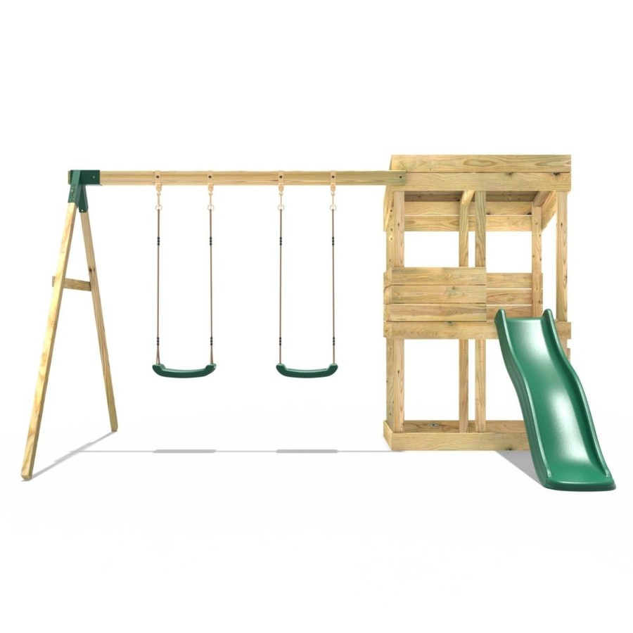 Playhouses OutdoorToys Playhouses With Slides And Swings | Rebo Wooden Lookout Tower Playhouse With 6Ft Slide & Swing - Bryce