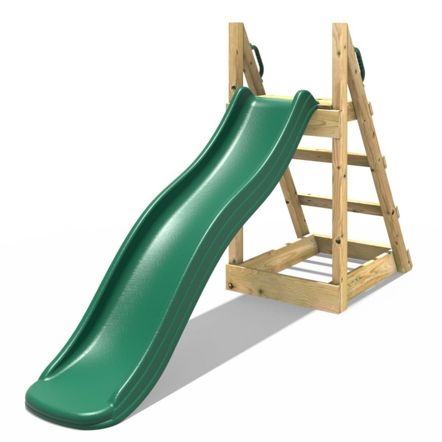 Garden Toys OutdoorToys All Slides | Rebo Free Standing Garden Wave Water Slide With Wooden Platform - 6Ft Slide Dark Green