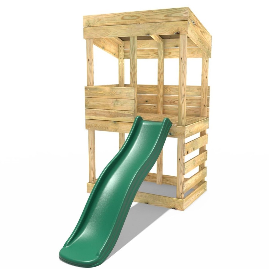 Playhouses OutdoorToys Playhouses With Slides | Rebo Wooden Lookout Tower Playhouse With 6Ft Slide - Standard Lookout