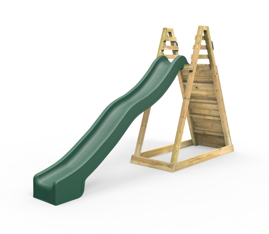 Garden Toys OutdoorToys All Slides | Rebo Wooden Free Standing Slide With 10Ft Water Slide - With Climbing Wall