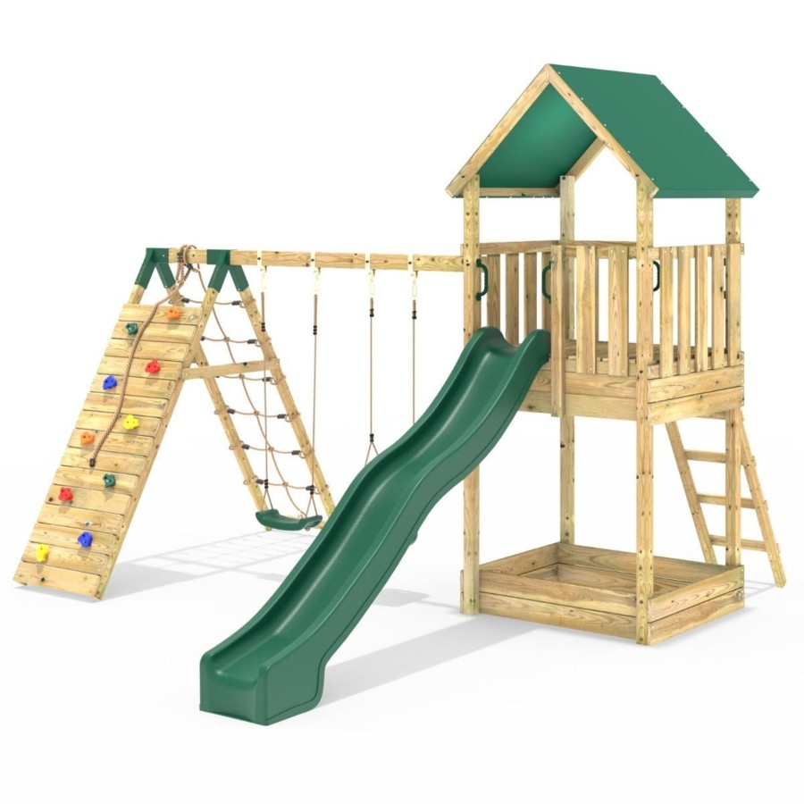 Climbing Frames OutdoorToys Climbing Frames With Rock Walls | Rebo Modular Wooden Climbing Frame Adventure Playset - Swing And Climb Haldon