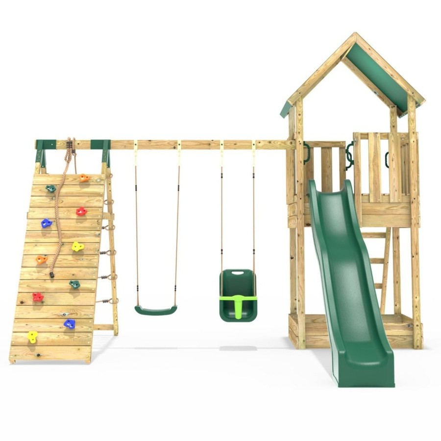 Climbing Frames OutdoorToys Climbing Frames With Rock Walls | Rebo Modular Wooden Climbing Frame Adventure Playset - Swing And Climb Haldon