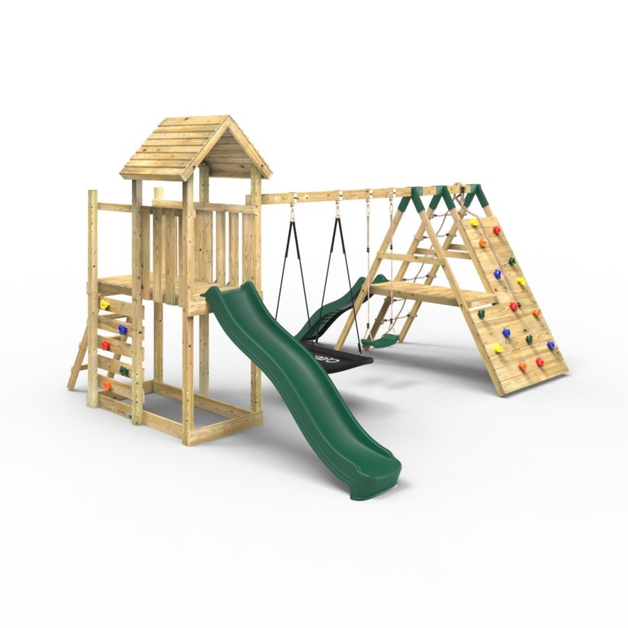 Climbing Frames OutdoorToys Climbing Frames With Swings | Rebo Extended Tower Wooden Climbing Frame With Swings & Slide - San Luis