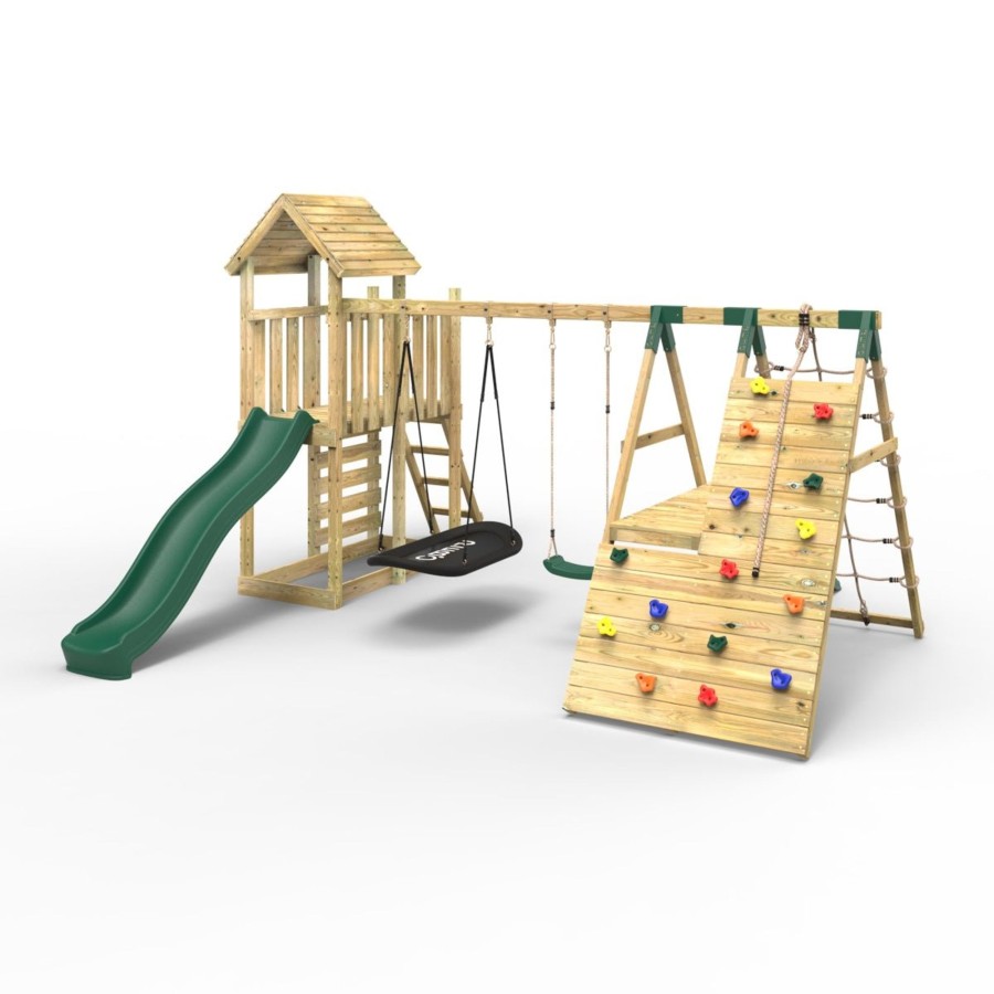 Climbing Frames OutdoorToys Climbing Frames With Swings | Rebo Extended Tower Wooden Climbing Frame With Swings & Slide - San Luis