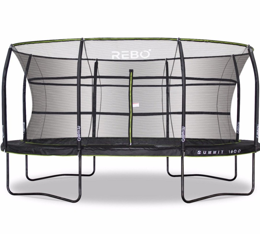 Trampolines OutdoorToys Oval Trampolines | Rebo Summit Oval Trampoline And Safety Enclosure - Summit 1600