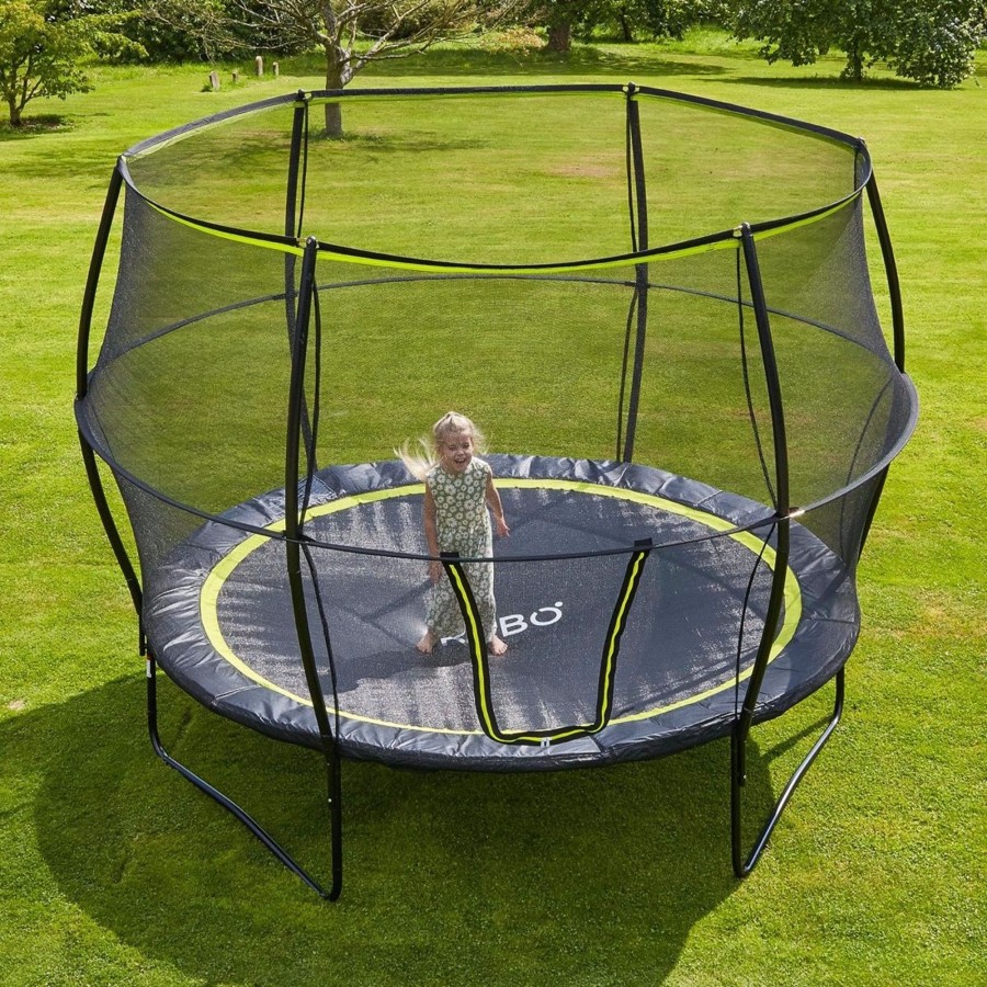 Trampolines OutdoorToys Round Trampolines | Rebo 14Ft Base Jump Trampoline With Halo Ii Enclosure