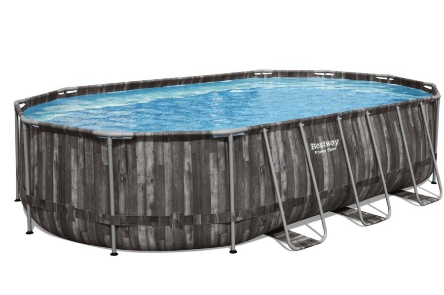 Swimming Pools OutdoorToys Steel Frame Pools | The Bestway Power Steel Oval 20Ft X 12Ft X 48In Pool With Filter Pump Bw5611R