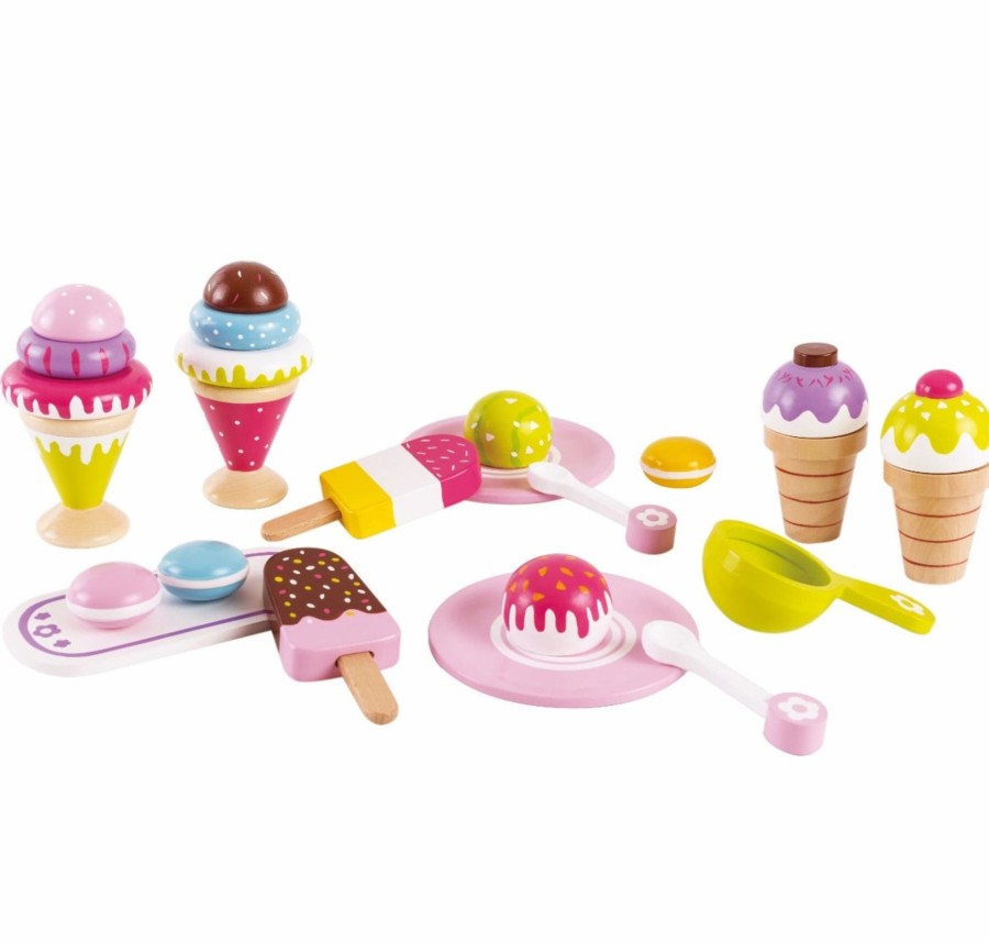 Garden Toys OutdoorToys Baby Toys | Pretend Ice Cream Sundae Non-Toxic Wooden Food Set For Imaginative Play