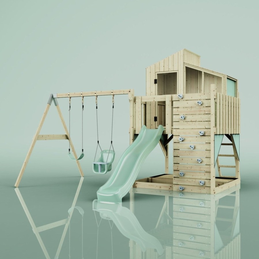 Playhouses OutdoorToys Playhouses With Slides And Swings | Polarplay Kids Climbing Tower & Playhouse - Swing Jari Sage