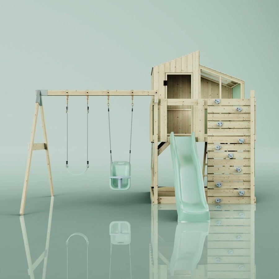 Playhouses OutdoorToys Playhouses With Slides And Swings | Polarplay Kids Climbing Tower & Playhouse - Swing Jari Sage