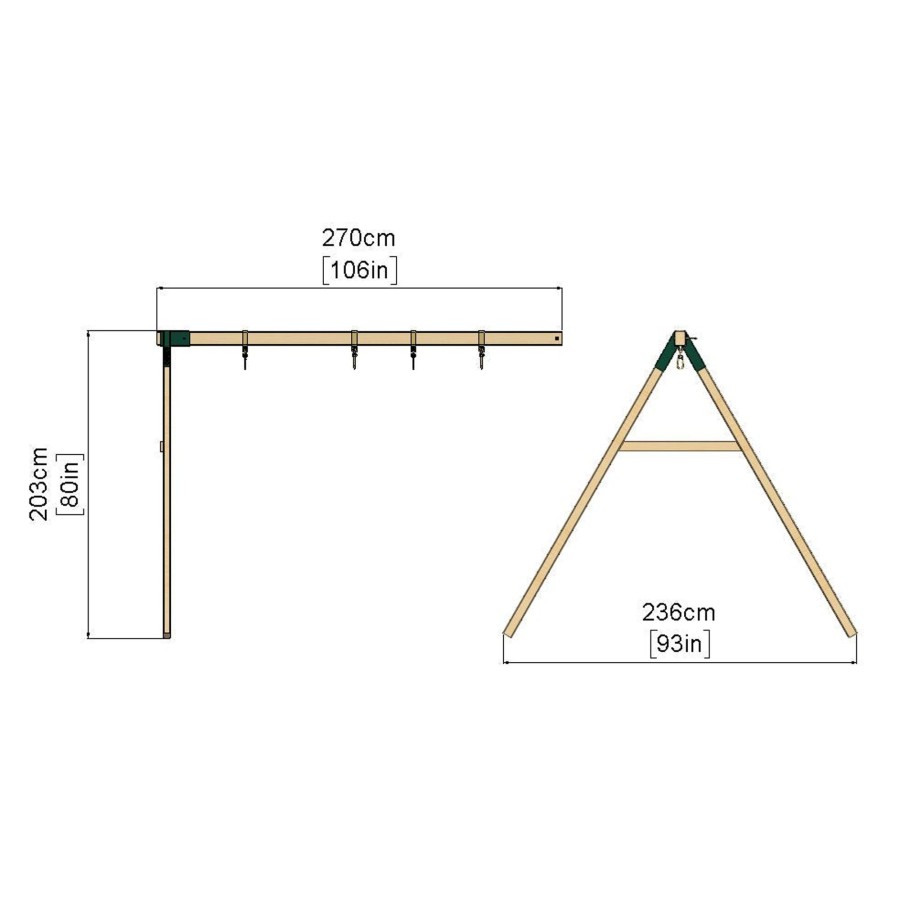 Climbing Frames OutdoorToys Accessories & Addons | Rebo Double Swing Extension For 1.5M Platform Modular Tower