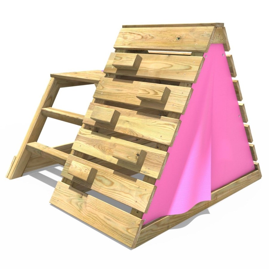 Climbing Frames OutdoorToys Pyramid Climbing Frames | Rebo Mini Wooden Climbing Pyramid Adventure Playset + Slide - Pink