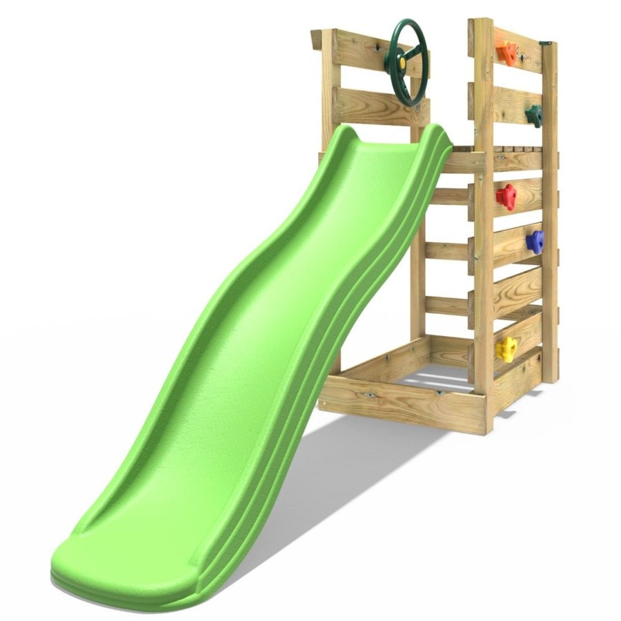 Swings OutdoorToys Swing Accessories | Adventure Pack Add-On Wooden Platform With 6Ft Slide For Rebo Swing Sets - Light Green