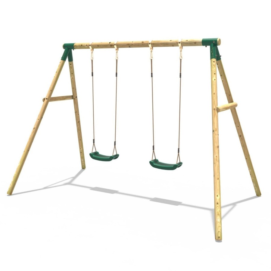 Swings OutdoorToys Wooden Swings | Rebo Double Wooden Garden Swing Set - Venus