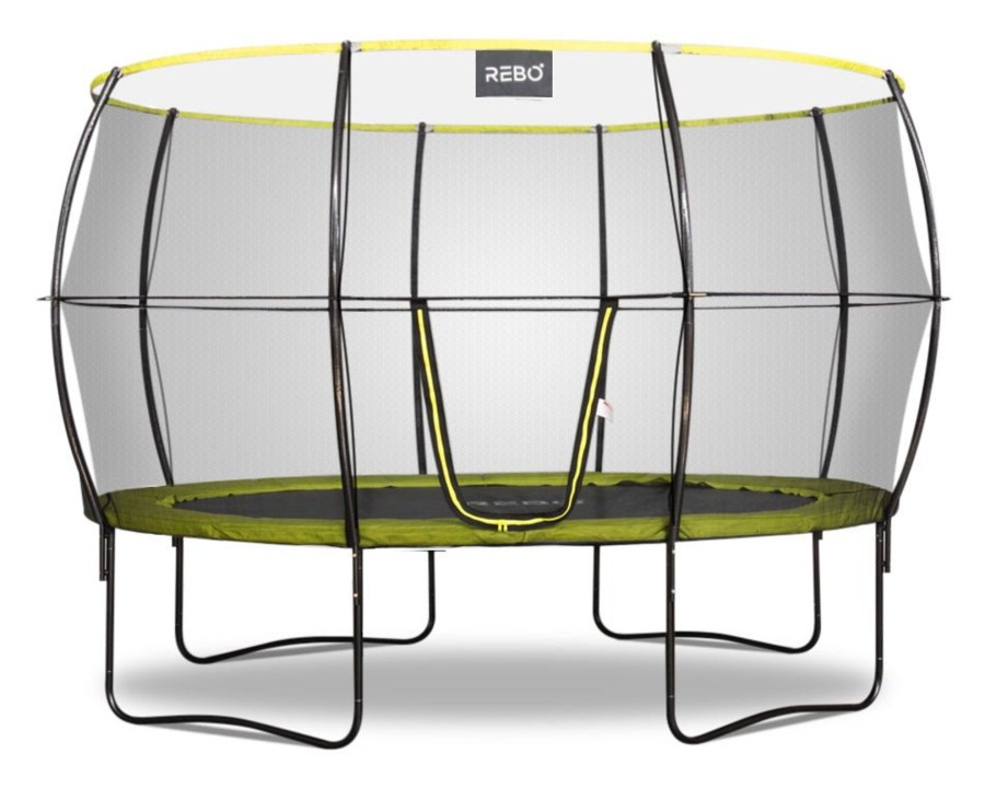 Trampolines OutdoorToys Oval Trampolines | Rebo Oval Base Jump 2 Trampoline With Halo Ii Enclosure - 11 X 8Ft