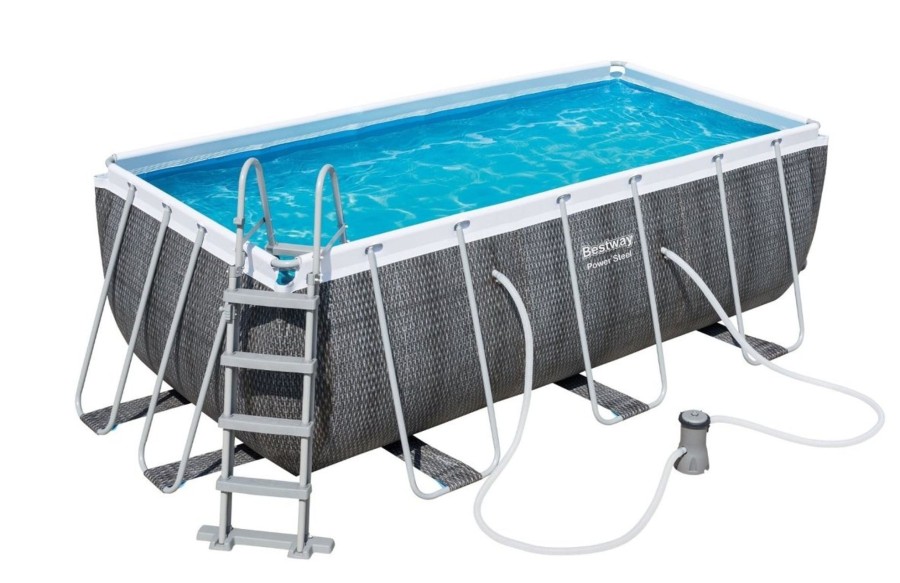 Swimming Pools OutdoorToys Steel Frame Pools | Bestway 13'6Ft X 6' 7Ft X 48In Power Steel Rattan Pool Set Bw56722