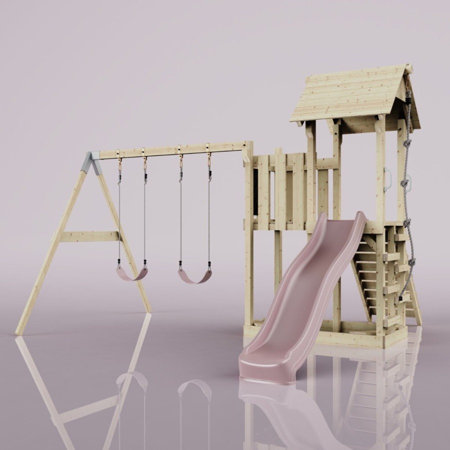 Climbing Frames OutdoorToys Climbing Frames With Swings | Polarplay Balcony Tower Kids Wooden Climbing Frame - Swing Elof Rose