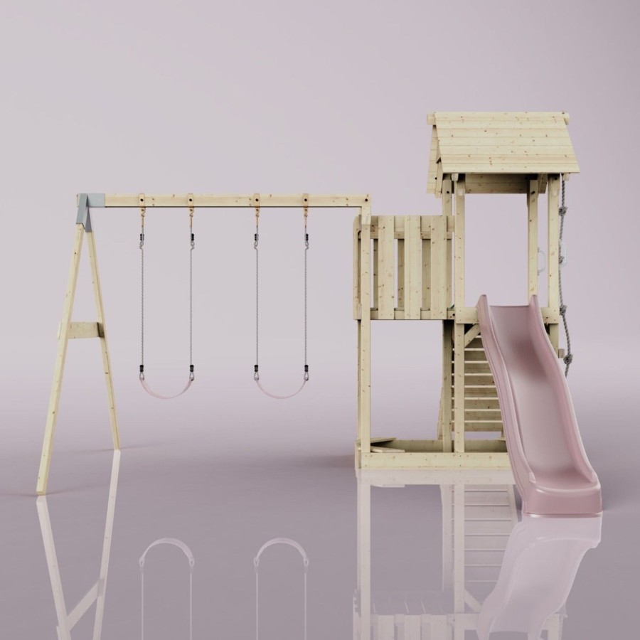 Climbing Frames OutdoorToys Climbing Frames With Swings | Polarplay Balcony Tower Kids Wooden Climbing Frame - Swing Elof Rose