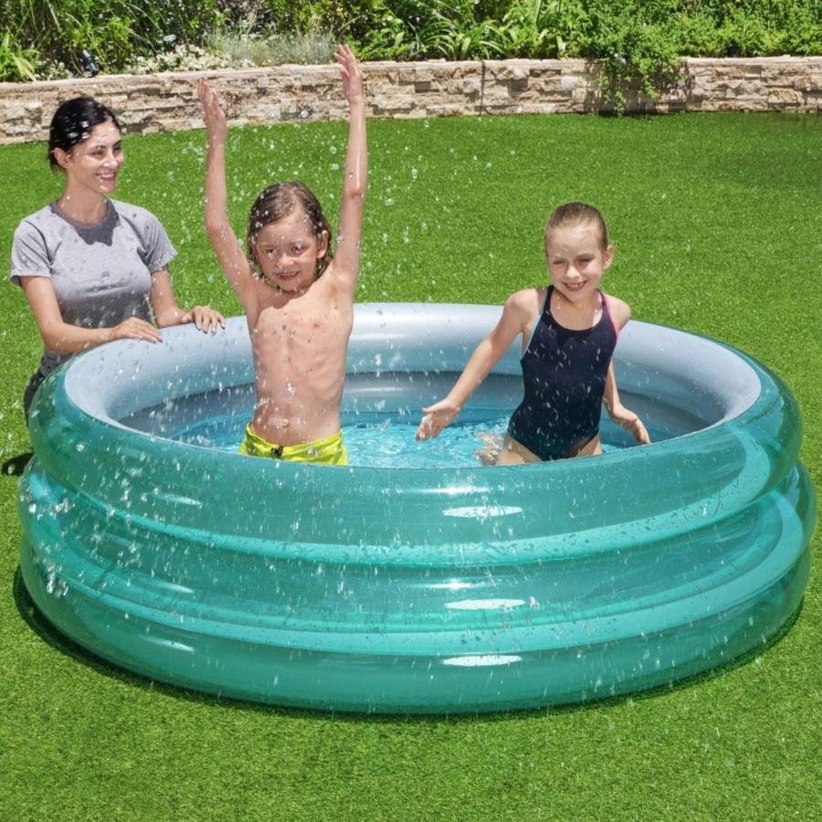 Swimming Pools OutdoorToys Paddling Pools | Bestway 67In X H21In Big Metallic 3-Ring Kid'S Inflatable Paddling Pool Bw51042