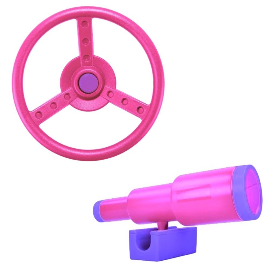 Climbing Frames OutdoorToys Accessories & Addons | Rebo Steering Wheel And Telescope - Pink